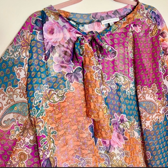 Annalee + Hope bell sleeves patchwork sheer blouse - Picture 4 of 4